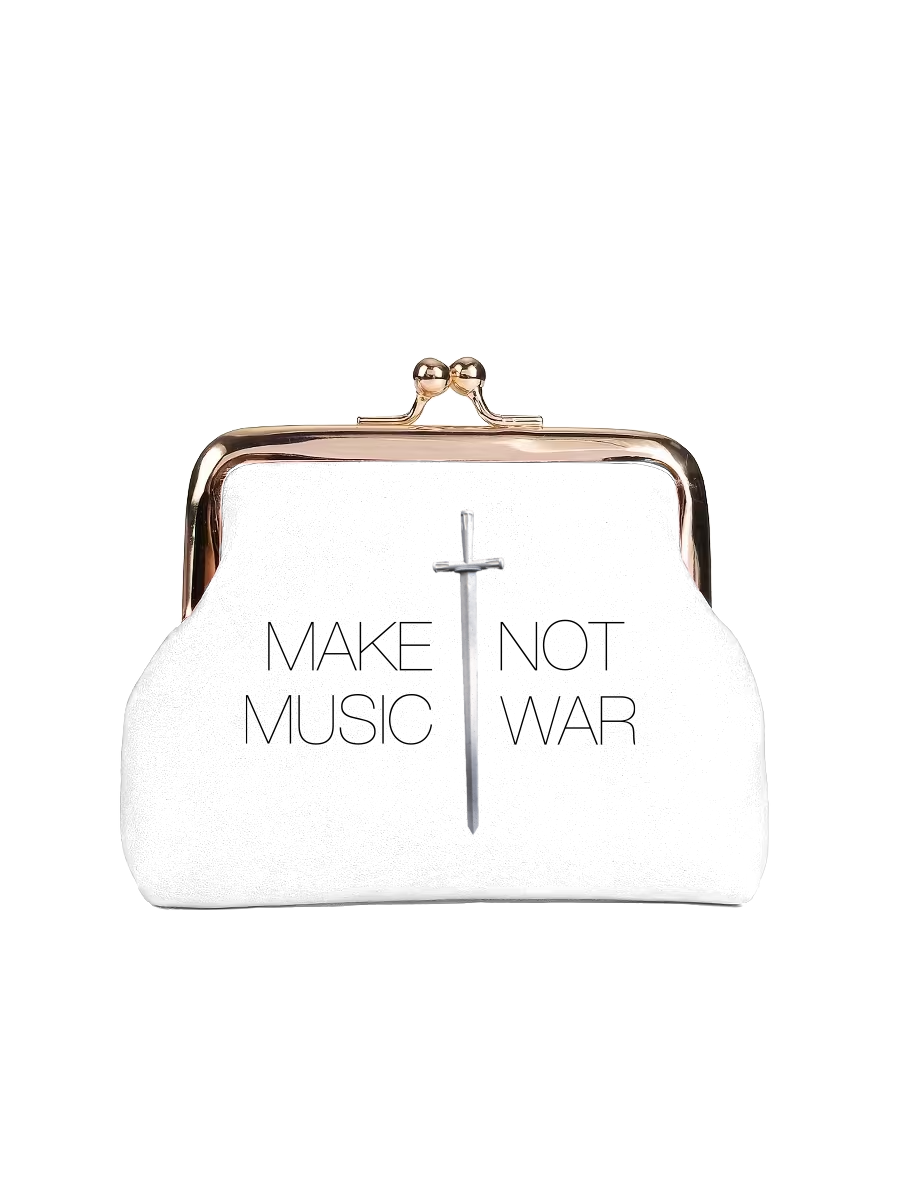 White Coin Purse - Make Music Not War
